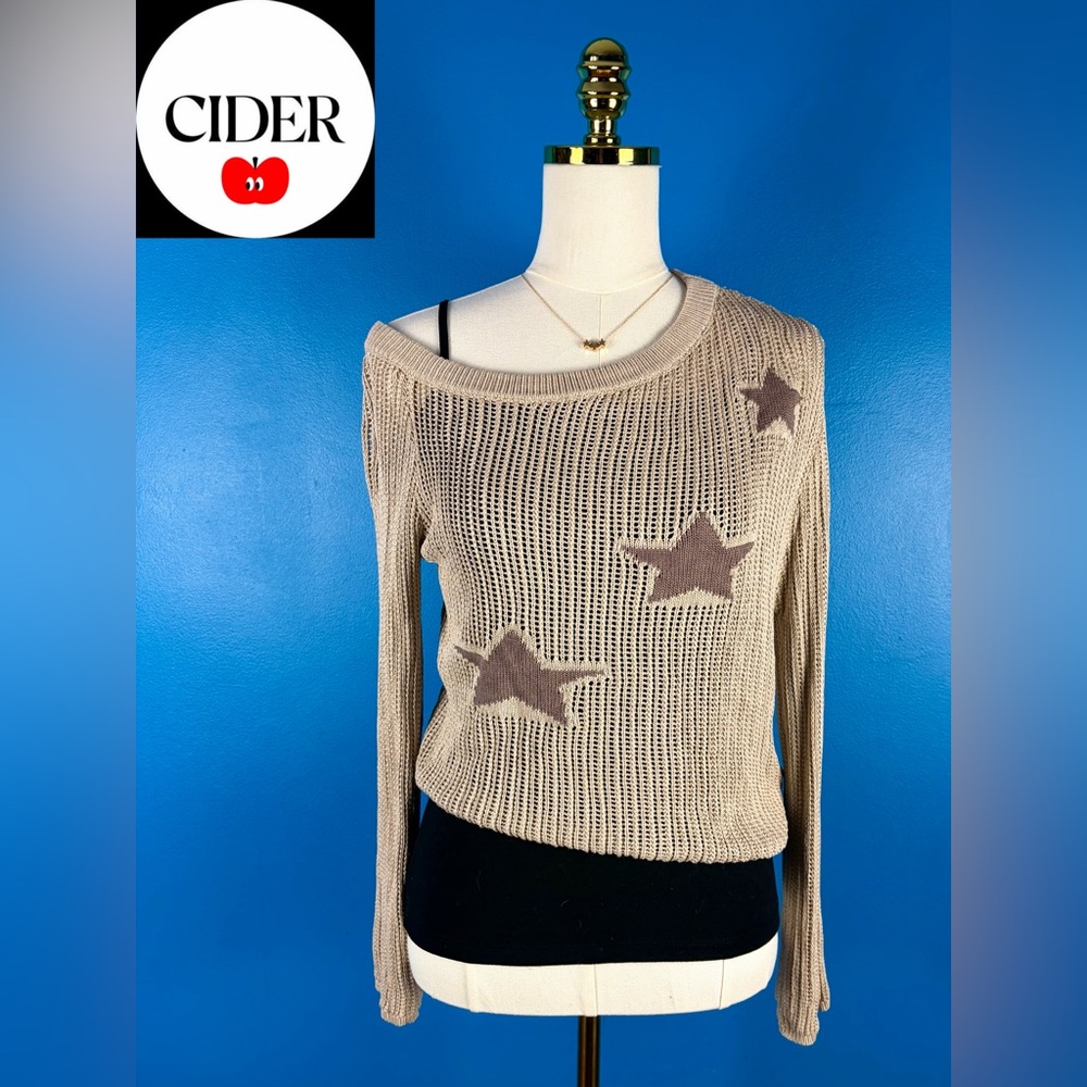 CIDER Off-Shoulder Retro Open Weave Sweater, NWOT, Sz XLarge